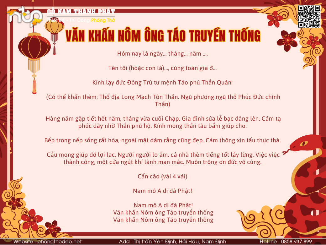 Mẫu văn khấn nôm cúng ông công ông táo đúng chuẩn nhất